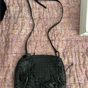 Bottega Veneta Black Woven Crossbody Bag